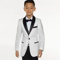 Custom Made Flower Boys Suits Kids Suits Groom Wedding Black Shawl Lapel Tuxedos 3 Piece Suits Prom Suit(Jacket+Vest+Pant)