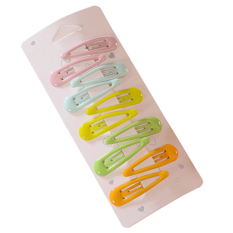 10 pcs New Cute Metal Printing Candy Color Baby Girls Hair Clips Kids Headwear Children Accessories Toddler Girls Hairpins Clips - Цвет: 5