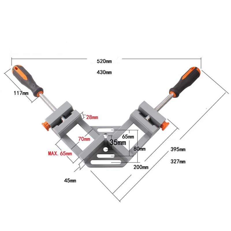 

Plastic Spraying Surface 2-Axis Welding Woodworking Clamp Clip Pliers Double Handle 90 Degree Right Angle Cemented Carbide