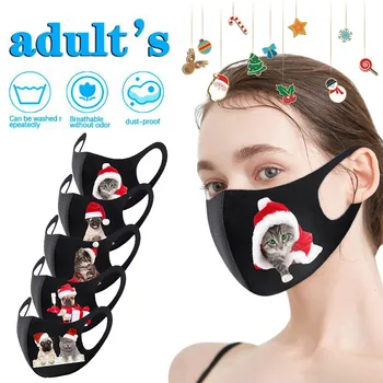 

5pc Little Red Riding Hood cute cat print mask Adult Chrismas Printing Mask Reusabl Outdoor Dustproof Windproof маска mondmasker