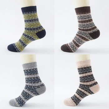 

New Men's Winter Thick Wool Socks Retro Style Warm Wool Socks 1Pairs