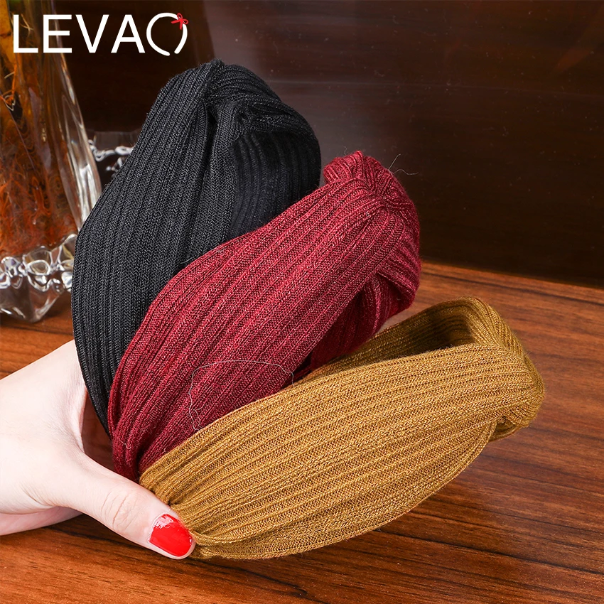 Levao Solid Knitted Hair Band Headband for Women Hair Accessories Winter Knitting Hairband Hair Hoop Cross Knot Headbands