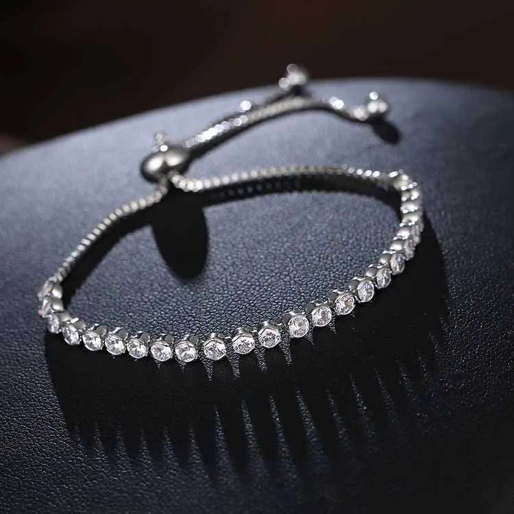 

New Style Simple Adjustable Zircon Bracelet Pull-out Bracelets Women's Bracelets Europe And America Zircon Pulling Bracelets