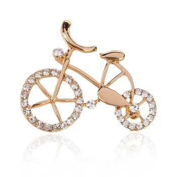 

1pc Fashion Gold Rhinestone Bike Shape Brooches Men Women Unisex Twinkle Brooch Pins Jewelry Gift