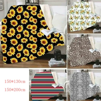 

Sherpa Blanket sunflower floral striled leopard 3D Printed Kids Winter Plush Shawl Couch sofa throw Fleece Wrap