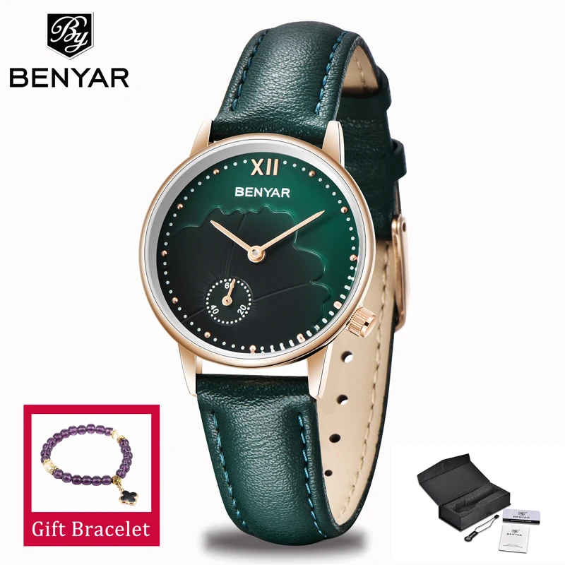 Gold Green Новые BENYAR, женские часы, Топ бренд, Роскошные Кварцевые повседневные модные часы, женские наручные часы, женские золотые часы, водонепроницаемые часы, Reloj Mujer - Цвет: Gold Green