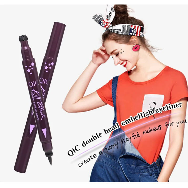 Подводка для глаз QIC Pro водостойкая жидкая подводка с штампом долговечная двойной