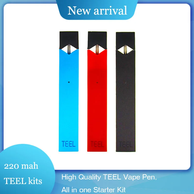 

High Quality TEEL Vape Pen 220 mah All in one Starter Kit LED Indicating Pod System e Cigarette Kits Fit For Juul Pods/Atomizer