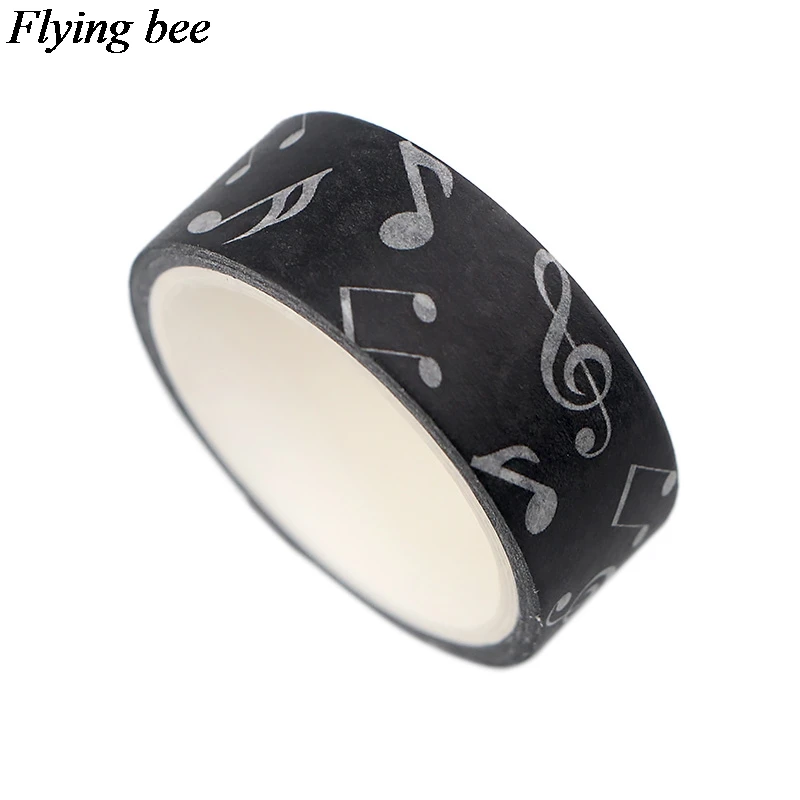 Flyingbee 15 мм X 5 м музыкальные заметки васи лента бумага DIY декоративная клейкая лента, Канцелярия Мода маскировки Ленточные принадлежности X0551