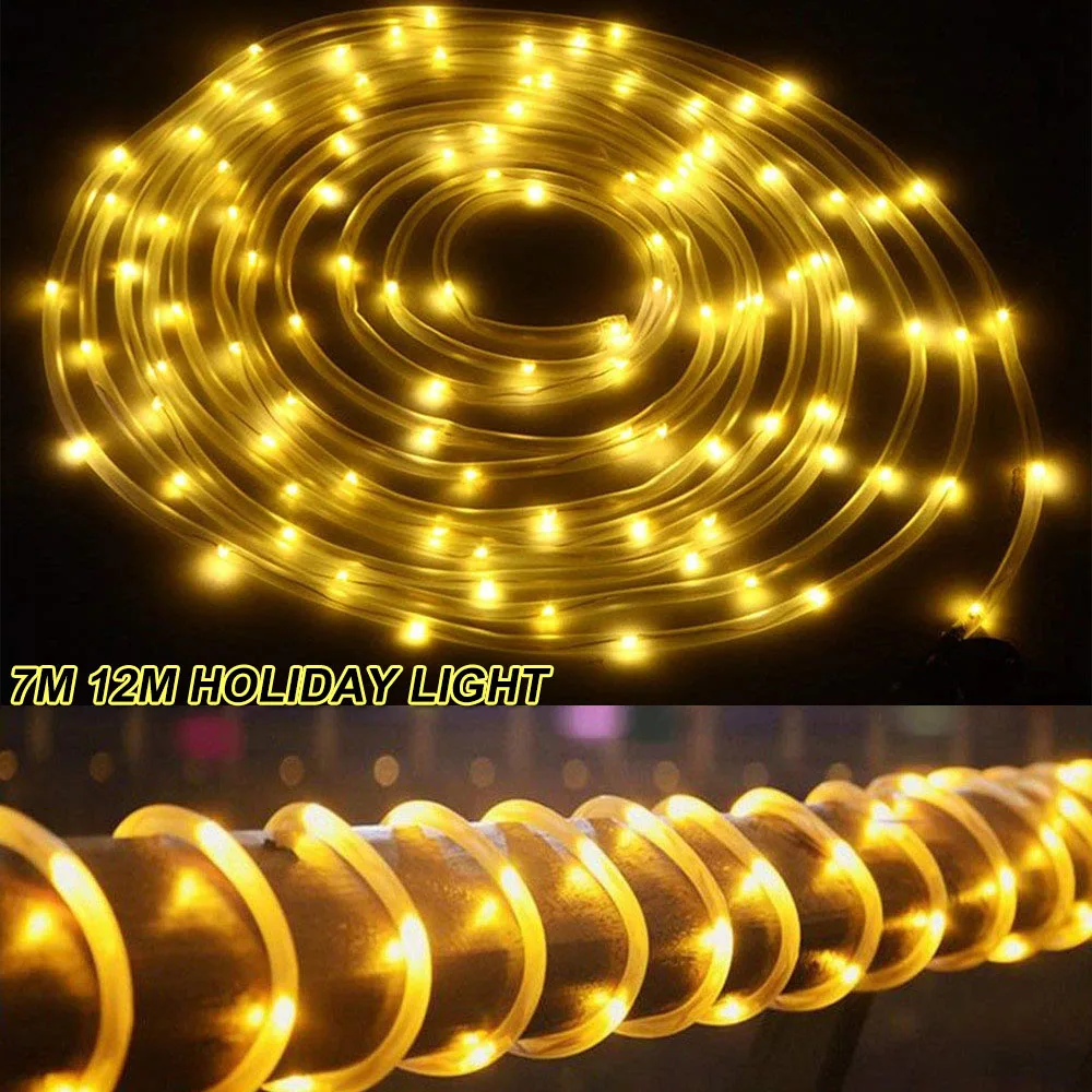 12m 100 Led Solar Garden Light Outdoor Rope Tube String Lights 50 Led Strip Solar Power Lamp Waterproof Wedding Xmas Fairy Decor