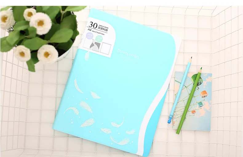 Deli Transparent Insert Folder 20/30/40 Page Multilayer Paper Bag Students Info Booklet A4 Archives Spectrum Clip