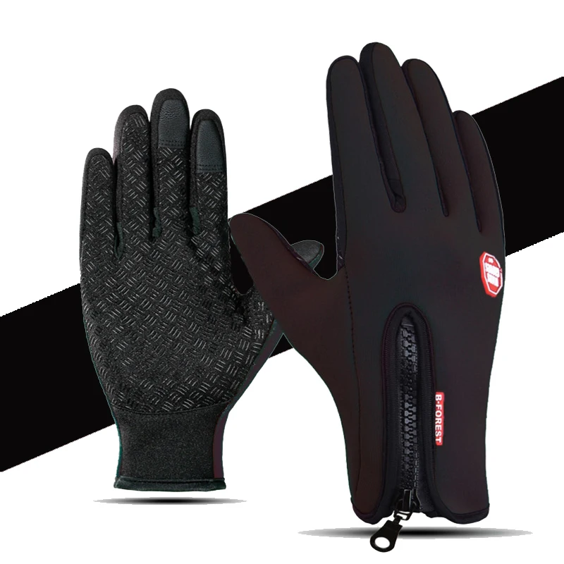 Черный Cycling Gloves Bicycle Gloves Mountain Biking Gloves with Anti-Slip Touchscreen Full Finger Outdoor Sports Gloves for Men Women - Цвет: Черный