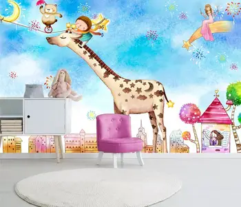 

[Self-Adhesive] 3D Cartoon Giraffe WG357 Wall Paper mural Wall Print Decal Wall Murals Belly