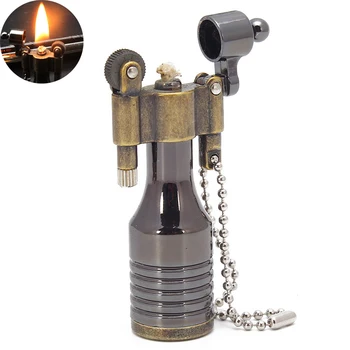 

Vintage Metal Lighter Flame Kerosene Lighters Retro Keychain Refillable Cigarette Accessories for Men Gift