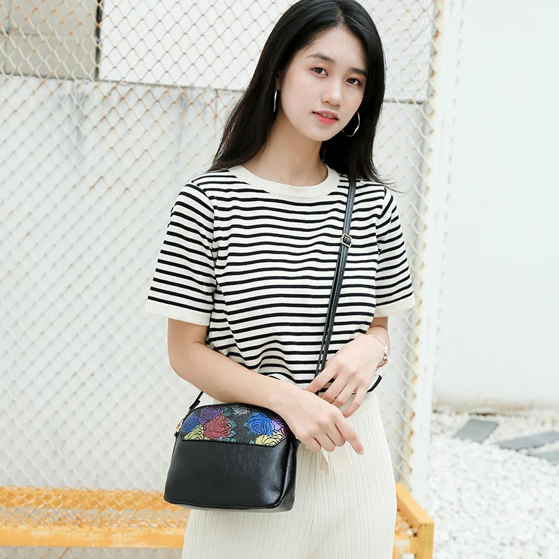 Creative Wallet Large Capacity Cross Body Bag Dual Purpose Shoulder Bag  Retro Hand-painted High Quality PU Leather Female Bag