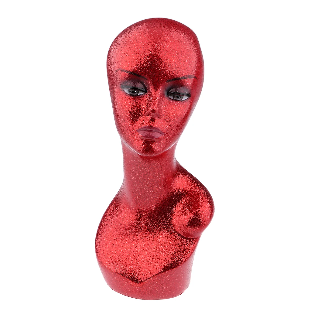 Glitter Mannequin PVC Manikin Head Realistic Mannequin Head Bust Wig Head Stand for Wigs Jewelry Display Making Styling