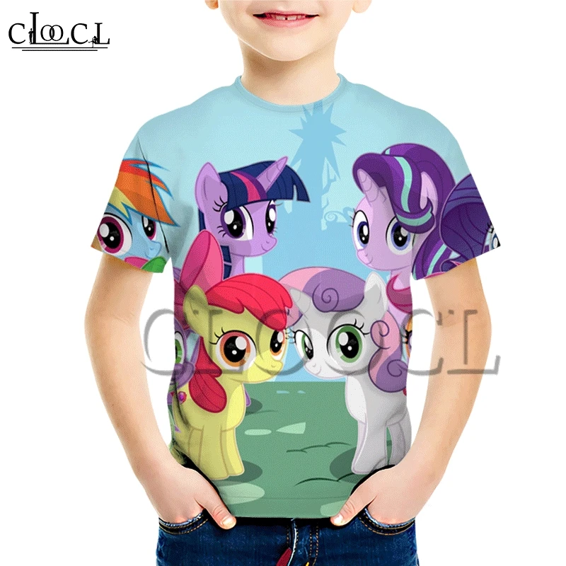 Футболка CLOOCL My Little Pony корейский модный топ с 3D принтом из мультфильмов для