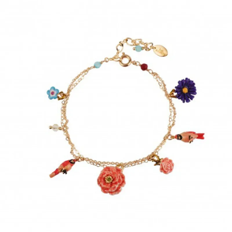 

French creative new product wild parrot peony flower multi-drop bracelet bracelet Europe, Japan and Korea jewelry