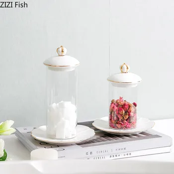 

Nordic Glass Storage Jar Spice Spice Jars Ornaments Salt Seasoning Container Candy Storage Box Home Kitchen Accessories