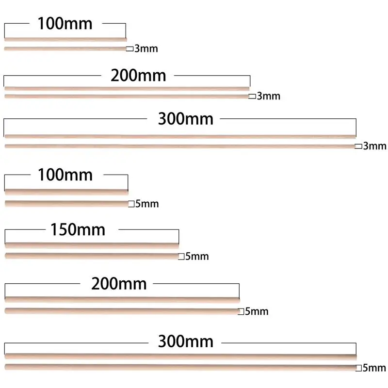 Round Wooden Sticks For Crafts Food Ice Lollies Model Making Stick