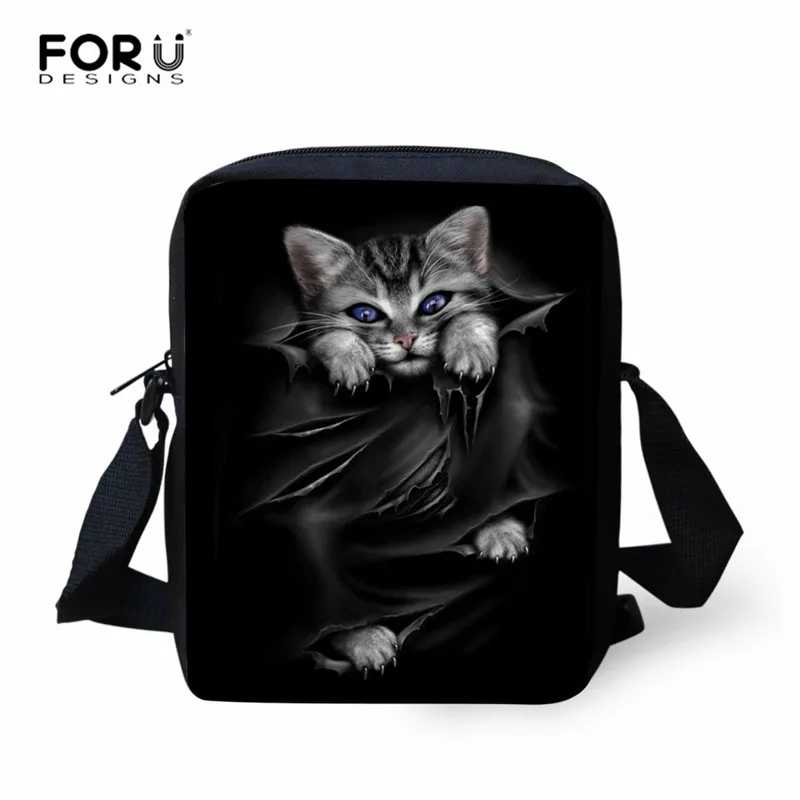11 FORUDESIGNS/комплект из 3 предметов, школьный рюкзак в готическом стиле с черным рисунком кота, школьные сумки для начальной школы, повседневные сумки для девочек, сумка-портфель - Цвет: 11