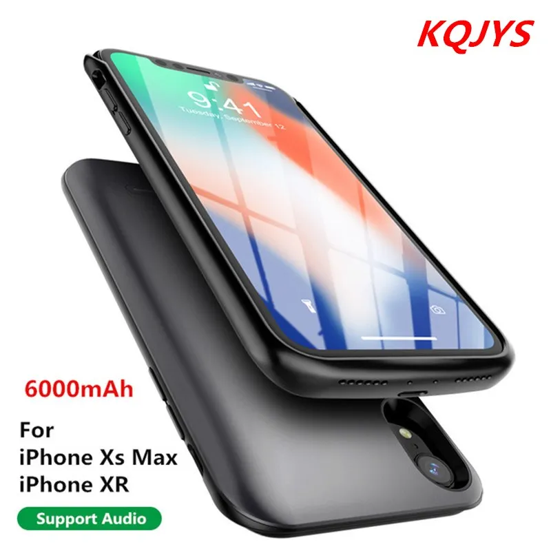 KQJYS, блок питания, 6000 мА/ч, чехол для зарядного устройства, для iPhone XR, портативный чехол с зажимом на заднюю панель, для iPhone Xs, Max, внешний аккумулятор