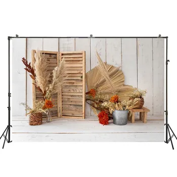 

HUAYI Beautiful Dried flowers With Retro Wood Planks Wall Background Photography For Girls Birthday Party Photoshoot Prop W-4296