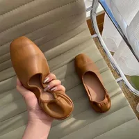 Bailamos Women Flats New Ballerinas Soft Leather Moccasins Slip On Retro Grandma Shoes  Ladies mules slippers Spring Summer - Image 3