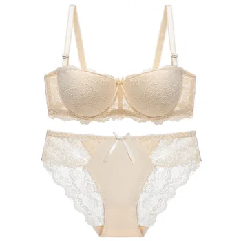 

Fashion Comfortable Sexy Brand Ultra-thin Backless Seamless No trace Gather Cup set stereoscopic Lace women's bras steel ring