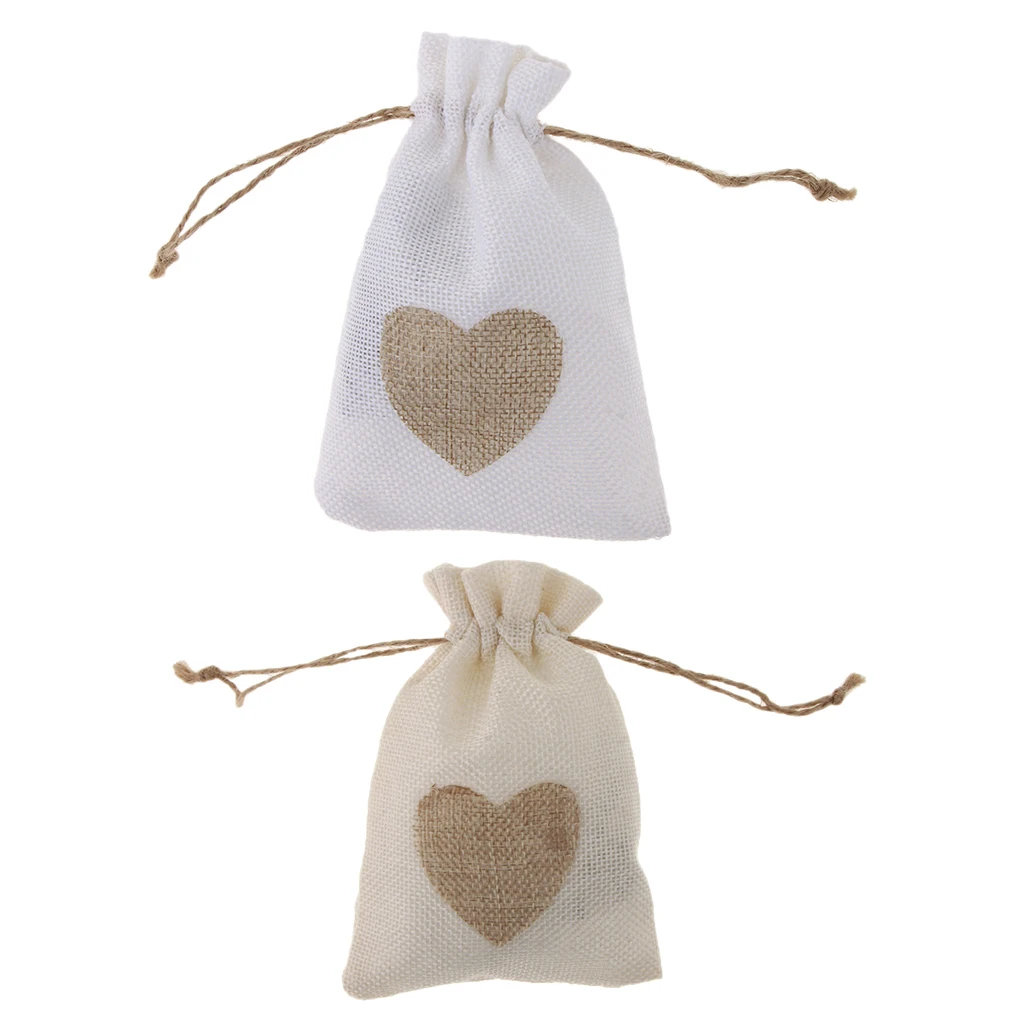 10pcs Burlap Jute Drawstring Pouch Gift Bags Sack Wedding Party Favors