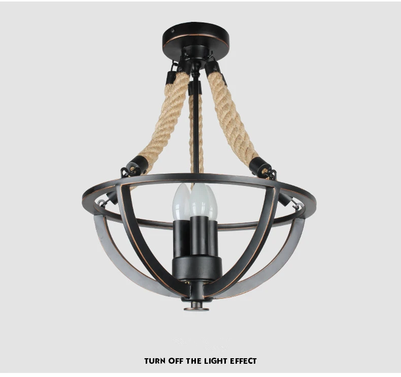 Hanglamp Американский Винтаж Лофт железная Веревка Черный потолочный светильник проходные светильники для фойе Бар Ресторан Hlaf потолочный светильник