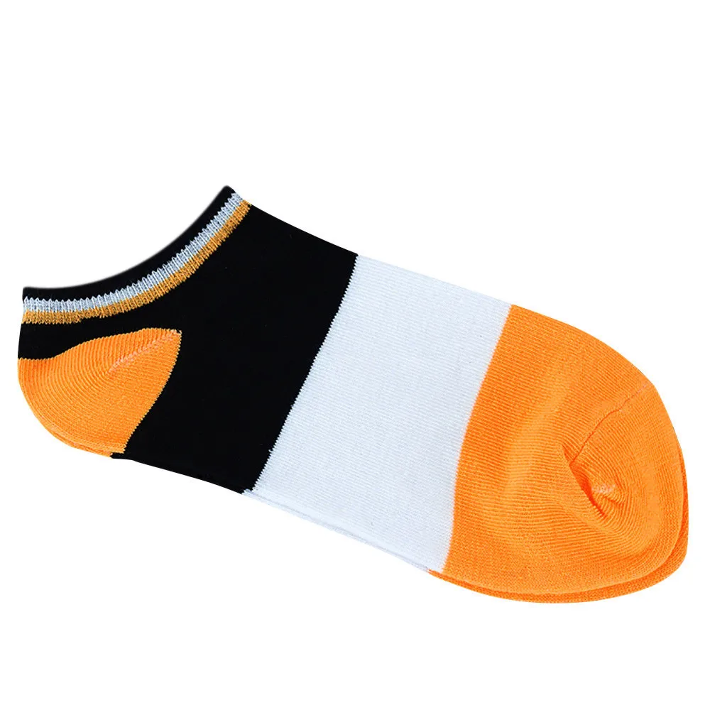 1Pairs Stripe Socks Slippers Unisex Comfortable Cotton Slippers Couple Breathable Funky Short Ankle Socks calcetines divertidos - Цвет: Цвет: желтый