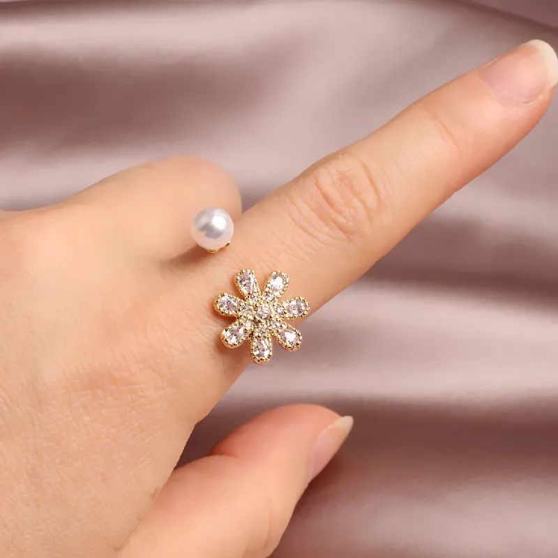 New design fashion jewelry opening high-grade copper inlaid zircon butterfly ring luxury shiny cocktail party ring for women