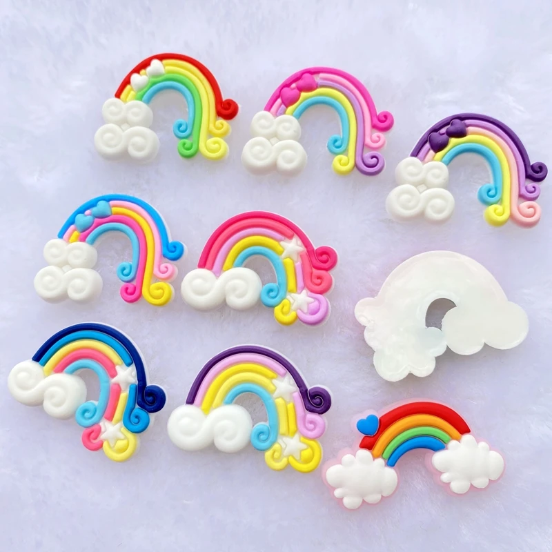 10/20pcs Cute Rainbow PVC Glue Flat Back DIY Scrapbook Embellishment