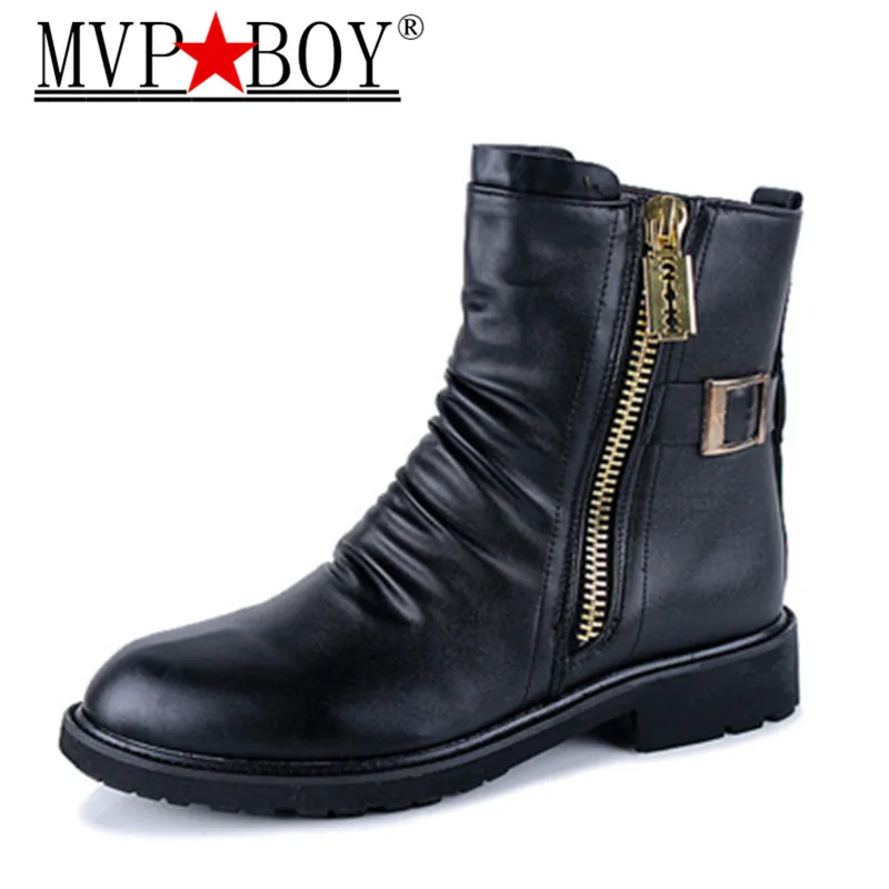 

Autumn Winter Good Men's Boots Ankle Low Heel Business Party Boot Basic Dress Boots for Men Genuine Leather Solid Shoes Black