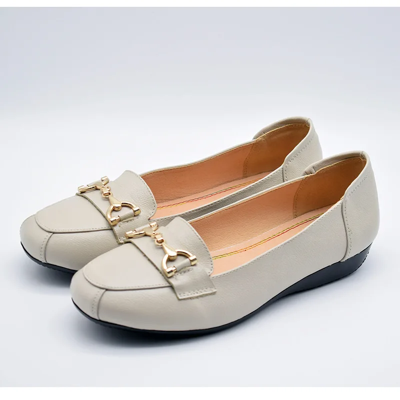 

Full-grain Leather Square Head round-Toe Flat Keel Thin Shoes Women's 2019 Autumn New Style England Retro Casual Soft-Sole Loafe