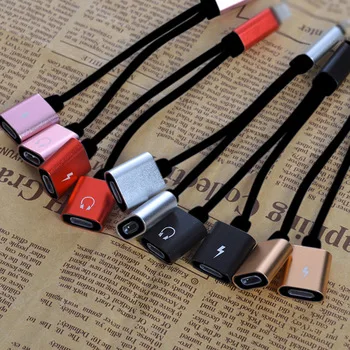 2 in 1 for iPhone 7 7Plus Adapter Charger Audio Cable Charging Cable Listening Music Dial Calling Converter Support IOS 10.3 O2