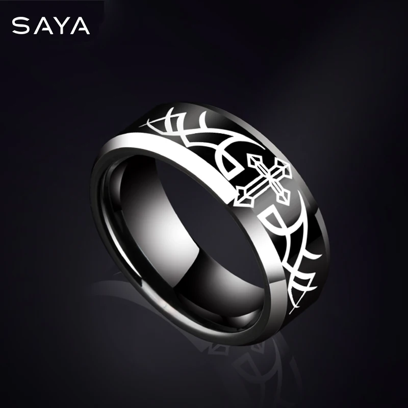 Tungsten Black Ring Versatile Men Trendy Hip Hop High Quality Stylish and Minimalist Exquisite  Free Shipping, Engraved Custom