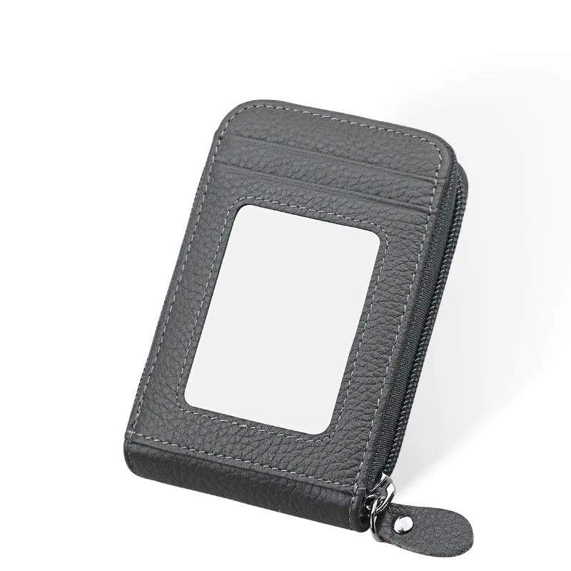 Rfid кошелек для кредитных карт из натуральной кожи Id держатель для карт кошелек визитница сумочка - Цвет: KB09elephantash