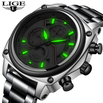 

LIGE New Mens Watches Top Luxury Brand Stainless Steel Wrist Watch Sports Chronograph Quartz Men Blue Watch Reloj Hombre 2019