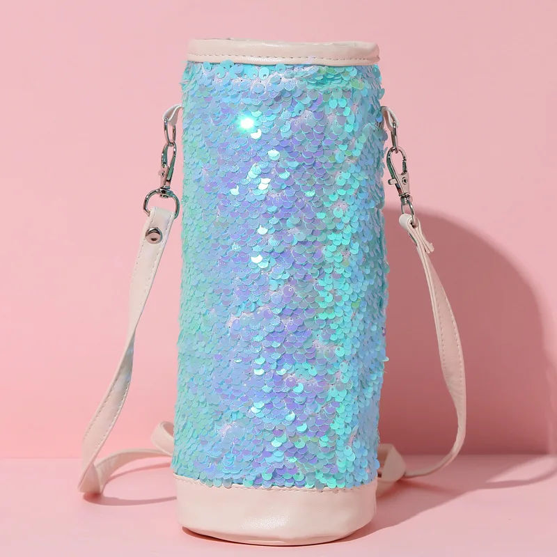 Стиль Sequin изоляционный Набор чашек с наплечниками на ремешке герметичная портативная чашка для студентов Набор чашек с блестками Pe