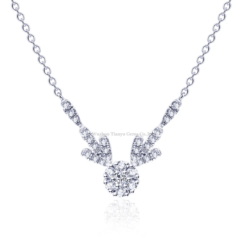 Tianyu драгоценные камни Moissanite алмазный кулон с 10 к белой золотой цепочкой ожерелье