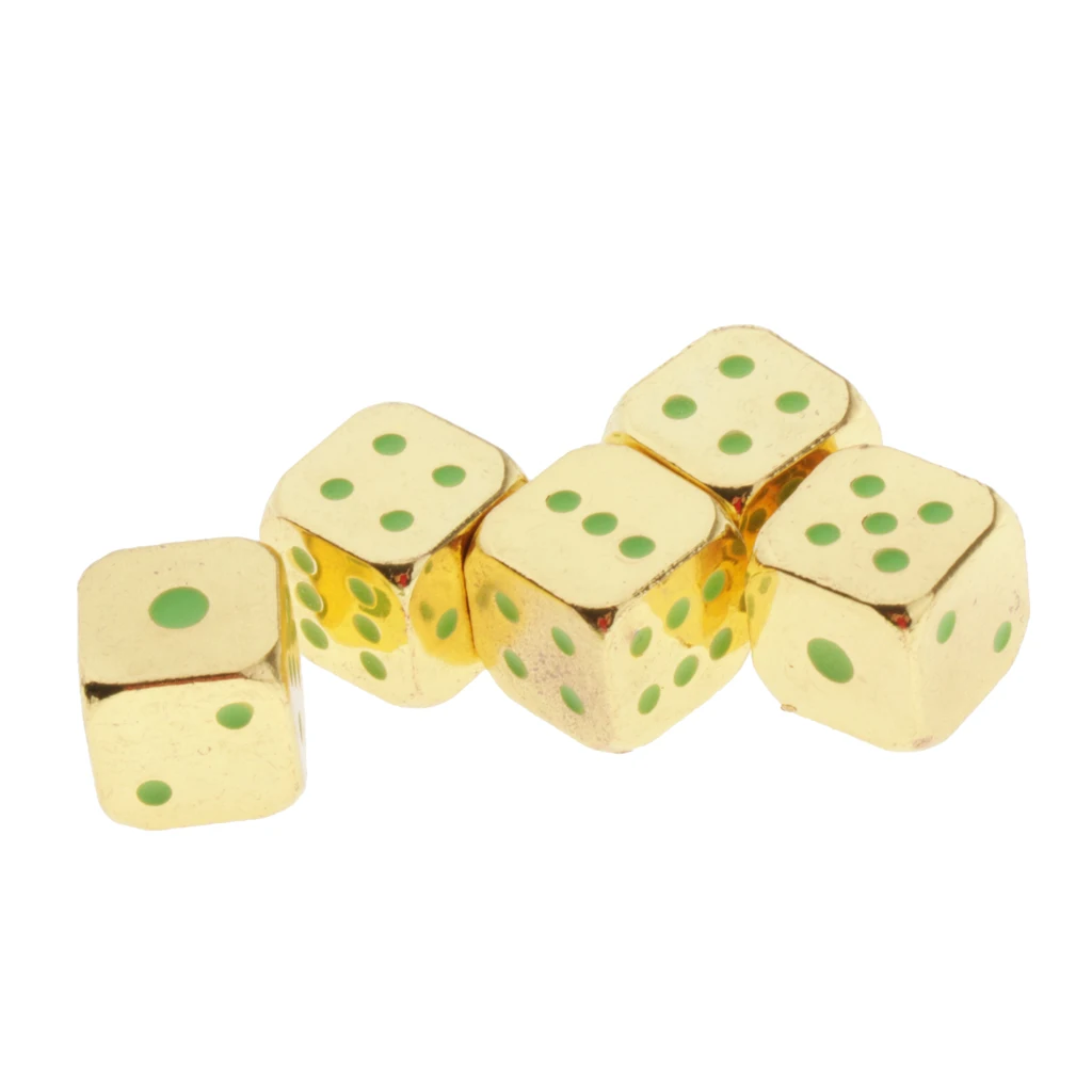 Gold 5 шт многогранные фосфоресцирующие кости D6 Набор кубиков для подземелий и драконов RPG TRPG настольные игры Вечерние игры - Цвет: Gold