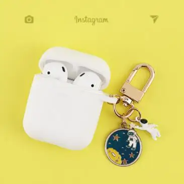 white Мода Космический астронавт, космонавт силиконовый чехол для Apple Airpods 1 2 аксессуары чехол Защитный чехол для наушников чехол Брелок - Цвет: white