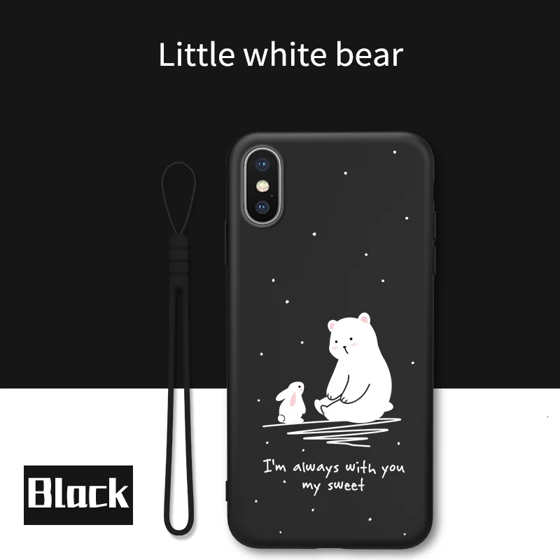 Милый мультяшный Мягкий силиконовый чехол для iPhone 11 Pro XR X Xs Max жидкий силиконовый чехол бампер для iPhone 6 6S 7 8 Plus - Цвет: Little White Bear