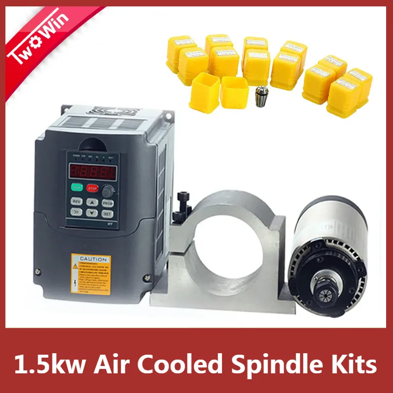 1.5kw ER16 Air Cooled Spindle + 1.5KW 220V Inverter +80MM Clamp 1set er16 for CNC Engraving milling machine | Инструменты