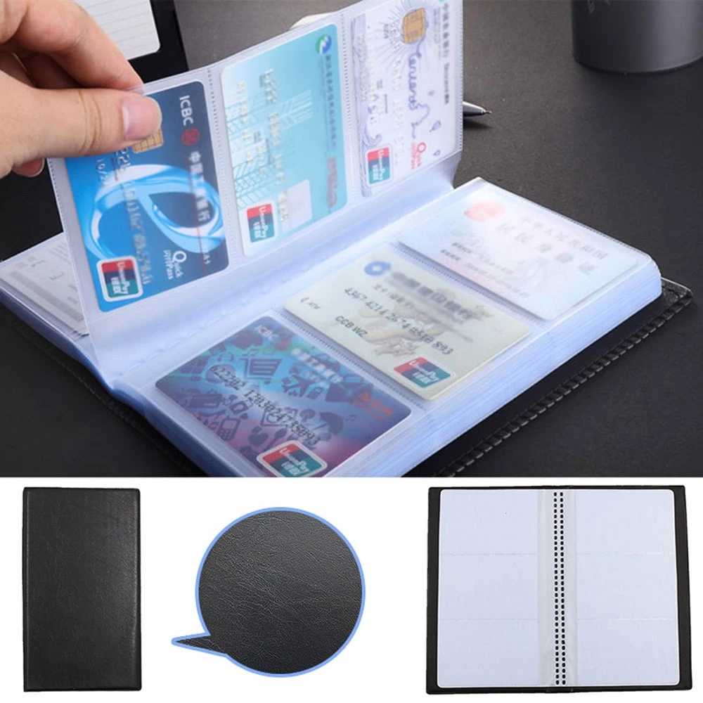 Pu Leather Storage Card Case Card Holder Black Leather 120 Business Name Card Holder Book Wallet Cover Case Pouch Folder Storage Boxes Bins Aliexpress