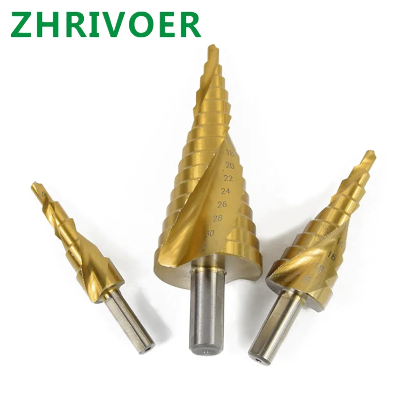 Triangular handle spiral groove step drill triangular handle step drill pagoda drill multifunctional bit 4-20 4-12