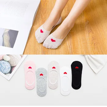 

1 Pair New Womens Socks Solid Color Pink Black White Invisible Lady's Short Socks Summer Thin Non-slip Silica Gel Girl Boat Gift