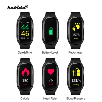 

kebidu Smart Watch With Sport Bluetooth Headphone Heart Rate Monitor Fitness Tracker Smart Wristband Long Time Standby Smartband